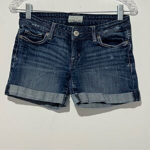 Aeropostale Denim Cuffed Jean Shorts Distressed Dark Wash Women's 5 Pocket Sz 0